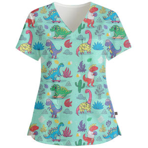 कस्टम मुद्रित यूनिसेक्स स्क्रब शीर्ष अस्पताल मुद्रित नर्सिंग स्क्रब शीर्ष काम स्क्रब नर्सिंग डॉक्टर पोशाक - Product Image 2