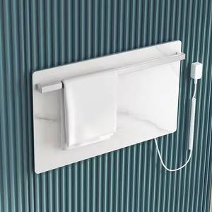 Rectángulo Blanco, Gris, Negro Barra individual Calefacción eléctrica Tendedero Calentador de toallas con placa de <span class=keywords><strong>roca</strong></span>-Juego de accesorios de baño - Product Image 3