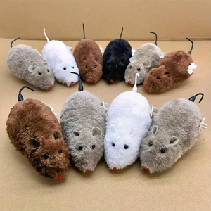 Jouet de souris en peluche amusant et interactif à remonter pour chats, chiens et enfants – Jouet animal mécanique en mouvement pour le jeu et les farces - Product Image 4