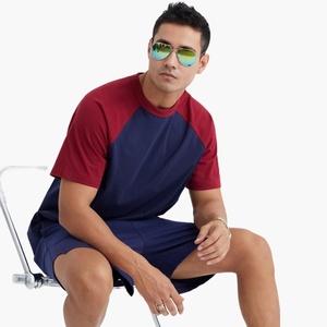 240G Mùa Hè Mới Phong Cách Mỹ Raglan Màu Khối Tinh Khiết Cotton Lỏng Phù Hợp Với Retro Cổ Thường Ngắn Tay Áo T-Shirt Người Đàn Ông Hợp Thời Trang - Product Image 2