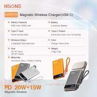 Cargador Magnético Portátil LDJ05, Banco de Energía Inalámbrico de 10000 mAh, Carga Rápida de 15 W 22.5 W, Pantalla LED, Ultra Delgado, Aleación de Aluminio