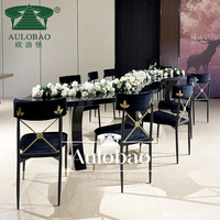 Mobilier de salle de banquet Table ronde de restaurant demi-lune antique en métal noir