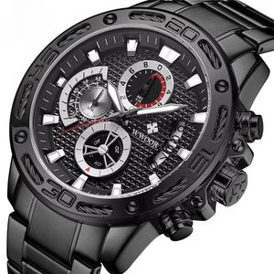 Nuevo reloj de lujo para hombre al por mayor, de acero inoxidable dorado, resistente al agua, con calendario, deportivo, luminoso, cronógrafo, de cuarzo. - Product Image 6