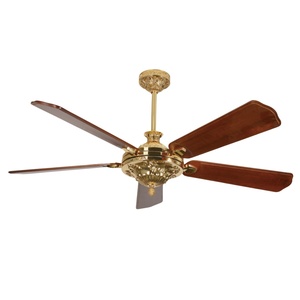 Ventilateur de plafond à télécommande à 5 pales en bois, design moderne, décoration intérieure, avec lumière LED - Product Image 1