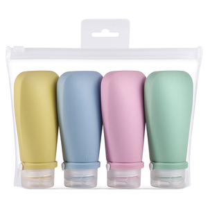 Botellas de Viaje de Silicona Reutilizables Portátiles Personalizadas de 2oz 90ml, Aprobadas por la TSA, a Prueba de Fugas, 4 en 1, Contenedores de Silicona para Artículos de Aseo - Product Image 1