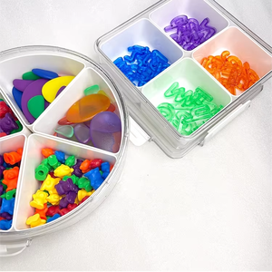 Plateau rond avec couvercle Boîte bac sensoriel plateau plaque Tinker plateau Montessori plateau Waldorf pour le stockage partie libre jeu - Product Image 3