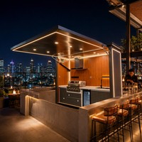 Cuisine extérieure modulaire de luxe haut de gamme en conteneur préfabriqué avec ensemble complet de barbecue pour les grillades à domicile