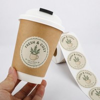 Autocollant rond vintage personnalisé avec logo imprimé pour gobelet à café en papier kraft, emballage de boissons, décalcomanie pour café et bar