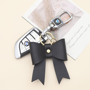 Porte-clés élégant en cuir PU avec nœud, breloques de luxe pour sac à main pour femmes, mousquetons promotionnels, ornements mignons en forme de nœud pour voiture, support de suspension - Product Image 3