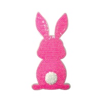 Hot Sale Trendy Diy Pailletten Patches Voor Kleding Strijken Op Borduurwerk Glitter Pailletten Patch Easter Konijn/Bunny Applique Patch