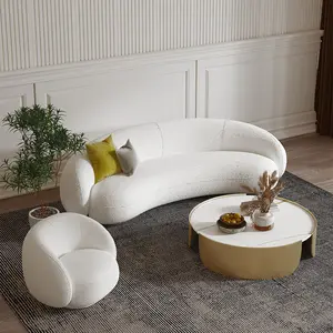 Kf Casa Ensemble de canapés design en demi-cercle blancs minimalistes modernes canapés de luxe Canapé-salon design rond incurvé
