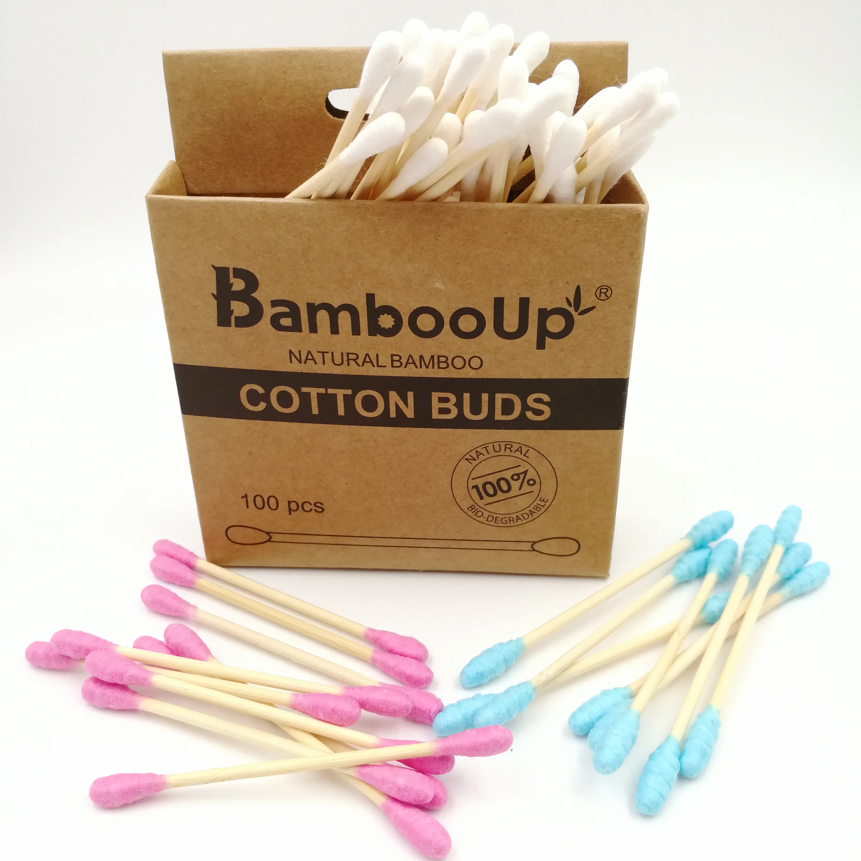 Bastoncillos de algodón de bambú biodegradable, hisopo de limpieza de orejas