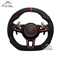 Convient pour Porsche 718 Boxster Cayman Taycan 996 911 981 957 958 991 Volant LED en cuir véritable en fibre de carbone