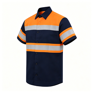 Custom Logo Reflective High Visibility Safety Lightweight Breathable Polyester Short Sleeve - Product Image 2