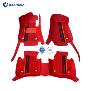 Xiangta เสื่อปูพื้นรถยนต์ลายตารางหมากรุกสีแดงตราสัญลักษณ์เสื่อรถหนัง7D 5D รถกันน้ำเสื่อกันลื่นสำหรับรถยนต์ - Product Image 1