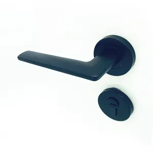 internal room black metal brass luxury lever pull bedroom door handle with locks
