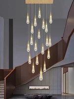 Lustre en verre de grande taille à 16 ou 18 lumières, nouveau style tendance, fonction de télécommande à intensité variable pour escalier
