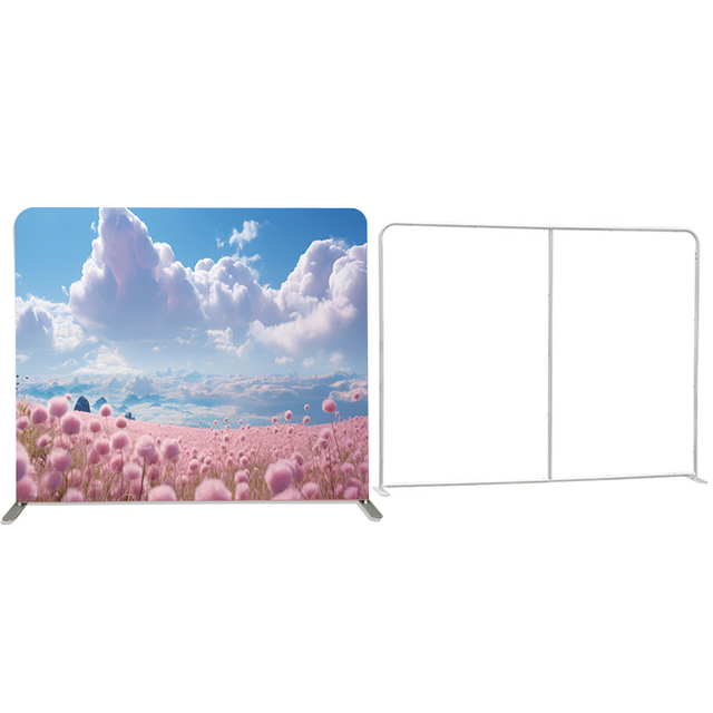 Factory Direct Sale Dye-sublimation Printing Fabric Backdrop Double-sided Tension Aluminum Frame Photobooth Backdrop