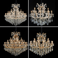 Lustre en cristal doré de luxe, style européen, lampe suspendue artistique pour salle de mariage, hôtel, salle de bal, décoration de plafond haut