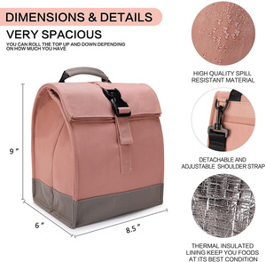 Sac isotherme de luxe personnalisé avec logo, écologique, classique, pour le <span class=keywords><strong>déjeuner</strong></span>, l'école, le travail, les voyages - Sac fourre-tout imperméable, durable et pliable - Product Image 3