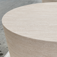 Table basse ronde de style Japandi avec texture travertin pour la décoration intérieure, appartement, villa, salon, hall d'hôtel, directement de l'usine