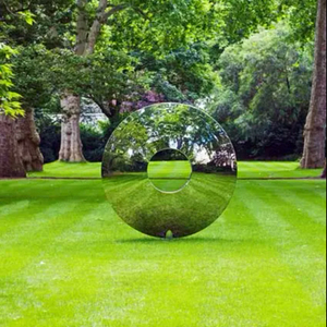 Escultura Moderna de Jardín, Espejo Circular Pulido, Torus, Artesanía Metálica, Decoración para Patio y Exteriores, Anillo de Acero Inoxidable, Envío al Reino Unido - Product Image 1