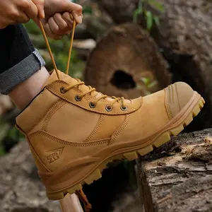 Australia yellow nubuck leather safety boots with TPU toe ,Mining Wholesale Work Shoes Steel Toe Safety Hiking Boots