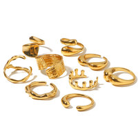 Ensemble de bagues ouvertes irrégulières abstraites en acier inoxydable doré pour femmes Gaovo, bijoux de mode pour femmes, usage quotidien, vente en gros