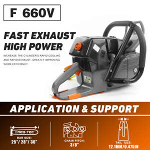 หัวเลื่อยยนต์แก๊ส NEOTEC F660V 92CC รุ่นไฮเอนด์ กำลัง 5.2KW 7 แรงม้า ใช้ได้กับบาร์ขนาด 25/28/36/42 นิ้ว ใช้ได้กับรุ่น 660 066 660 - Product Image 4