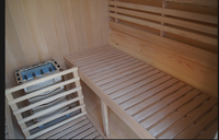 Ruang Sauna Luar Ruangan Desain Profesional 2026 Modern dengan Tungku Listrik 6kw, Uap Basah untuk 4-6 Orang, Kayu Fir Solid, Inframerah Jauh