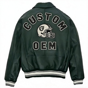 Blouson <span class=keywords><strong>aviateur</strong></span> en cuir véritable OEM, style classique européen et américain, sur mesure, grande taille, en peau d'agneau, pour homme - Product Image 5