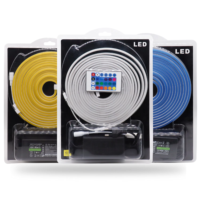 Bande lumineuse néon LED RGB 12V avec télécommande 24 touches, emballage blister, flexible pour enseignes publicitaires, bande néon RGB