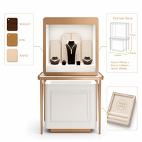 Vitrine de présentation de bijoux de luxe avec cadre doré, base en MDF LED, personnalisable, élégante, pour colliers et bracelets, armoire de présentation de détail en velours noir