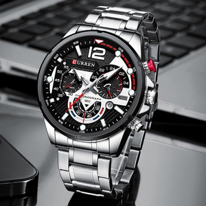 Montres de sport CURREN pour homme, montres de luxe décontractées, chronographe en acier inoxydable, montre à quartz lumineuse pour homme 8395 - Product Image 6