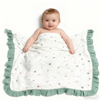 Couverture en mousseline à volants pour bébé fille, impression personnalisée, coton biologique, pour nouveau-nés |   Enveloppes pour pouponnière