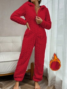 Tuta <span class=keywords><strong>Pigiama</strong></span> in Morbido Pile Corallo Caldo per <span class=keywords><strong>Donna</strong></span> Nuovo Stile Autunno e Inverno <span class=keywords><strong>con</strong></span> <span class=keywords><strong>Cappuccio</strong></span> Soffice per Casa - Product Image 6