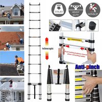Échelle télescopique portable en aluminium à 15 marches, 7 m, crochets de toit, échafaudage moderne isolé et pliable pour la maison, l'extérieur, les escaliers, la salle de sport
