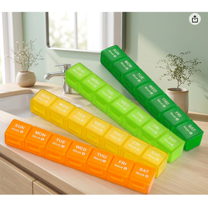 กล่องใส่ยาประจำสัปดาห์แบบแถวเดียวขนาดเล็ก ปลอดสาร BPA ผลิตจากพลาสติก PP ขนาด 1.2x1.1x1.1 นิ้ว มีช่องใส่ยา 10 ช่อง สำหรับใส่แคปซูลน้ำมันปลา - Product Image 3