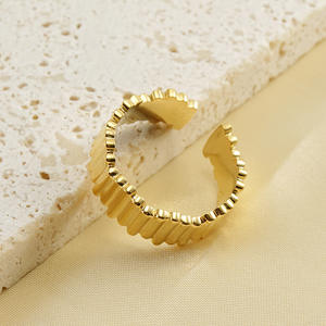 Anillos Abiertos Minimalistas 2024, Geométricos Irregulares, de Acero Inoxidable, Chapados en Oro de 18K PVD, Antideslustre, para Mujer, Moda Casual OOTD - Product Image 4