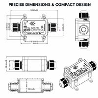 Boîtier de jonction étanche IP68 bidirectionnel M686-2A 24A 450VAC rond pour éclairage sous-marin ignifuge - Vente en gros