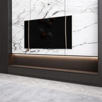 Console multimédia en MDF avec LED, style moderne, brun foncé, gris, crème, sauge, naturel, pour salle de divertissement