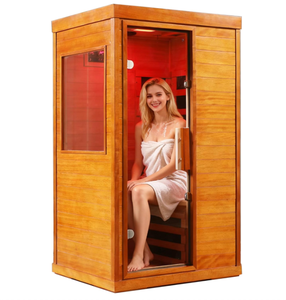 <span class=keywords><strong>Sauna</strong></span> Interior de Madera Personalizada para una Persona con Terapia de Luz Roja y Vidrio Templado - Product Image 1