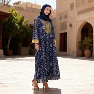 Abaya pour femmes musulmanes, tissu de haute qualité, couleur métallique gaufrée, décontractée, quotidienne, mode moderne, nouveau design - Product Image 4