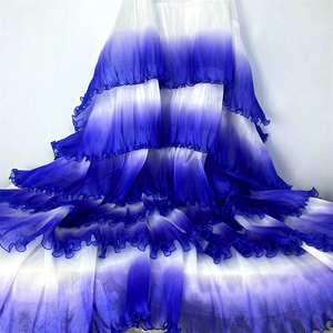 Tessuto in <span class=keywords><strong>Organza</strong></span> Plissettato Sfumato a Righe con Bordo Smerlato per Abiti da Donna, Gonne e Abbigliamento Formale da Festa - Product Image 2