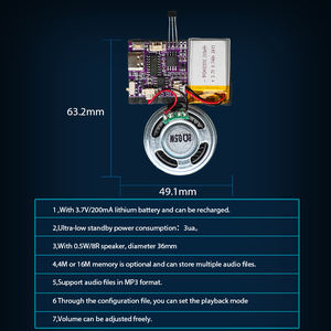 Módulo de Sonido de 16 MB con Sensor Magnético, Chip de Música MP3, Cable USB, Batería de Litio para Navidad y Año Nuevo - Product Image 4