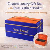 Boîte cadeau en carton rigide de haute qualité sur mesure avec poignée en cuir et fermeture magnétique |   Produits de la mer écologiques avec marquage à chaud
