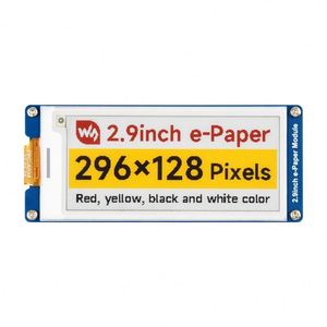 2.9inch E-Paper Display (G), E-ink Display, 296x128, Red/Yellow/<b>Black</b>/White, SPI Interface - Product Image 1