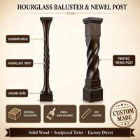 Balustre et poteau de balustrade en bois massif pour escalier de luxe, taille personnalisée, OEM