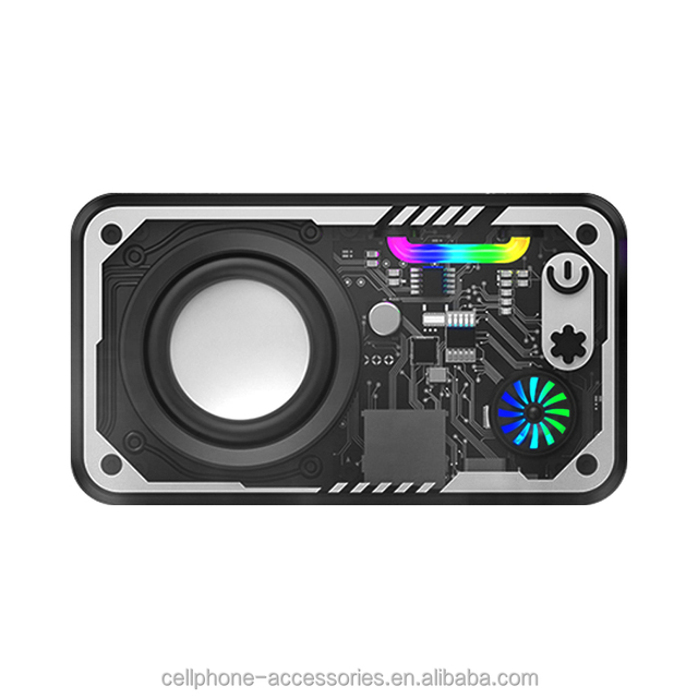 Mecha-style Mini Portable for Speaker with TF Card and RGB LED Lighting Battery Included for Outdoor Use