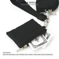 Porte-monnaie minimaliste en polyester imperméable avec porte-clés, double pochette pour cartes et clés, sac de poignet unisexe pour le sport